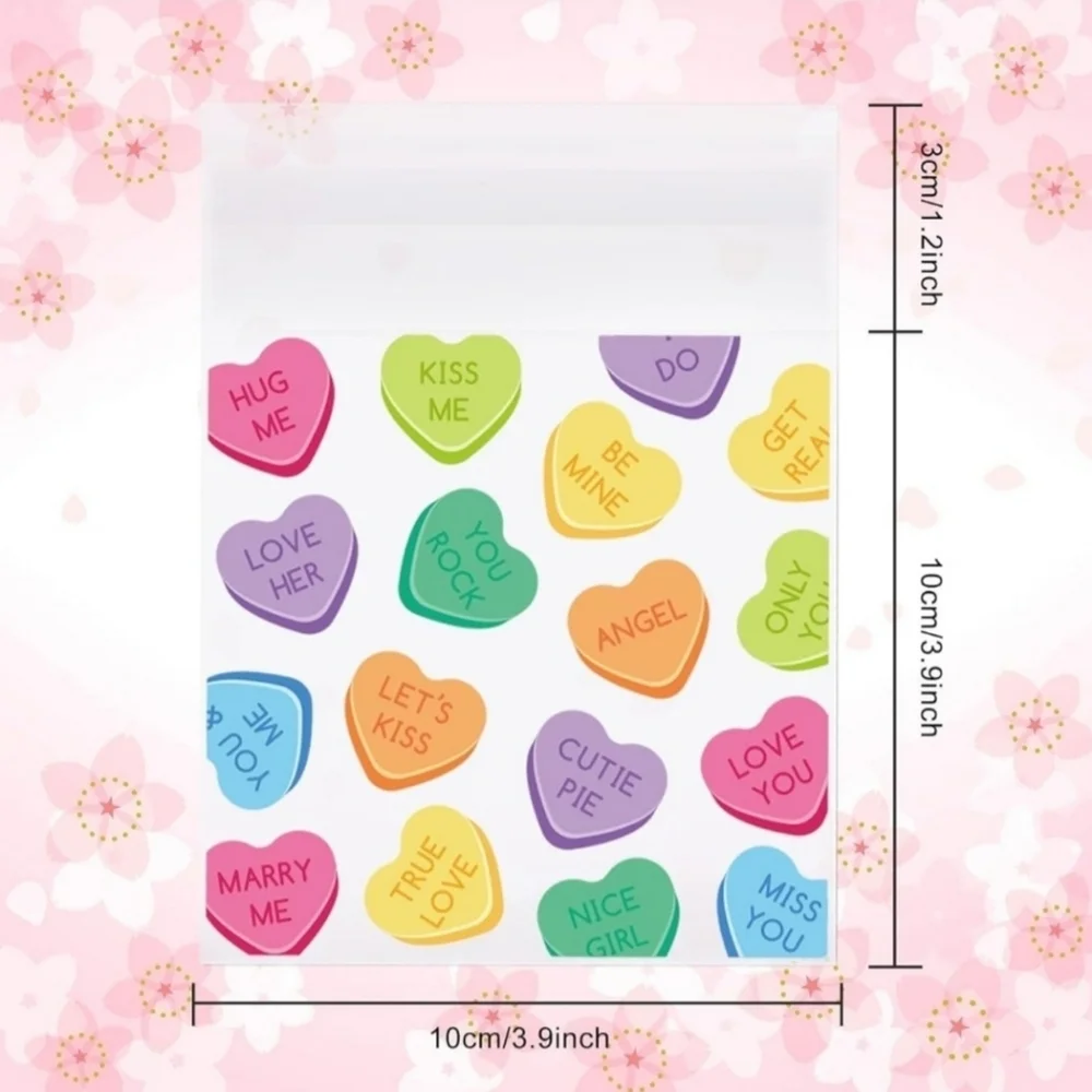 20 Heart Themed Cellophane Self Adhesive Bags NEW